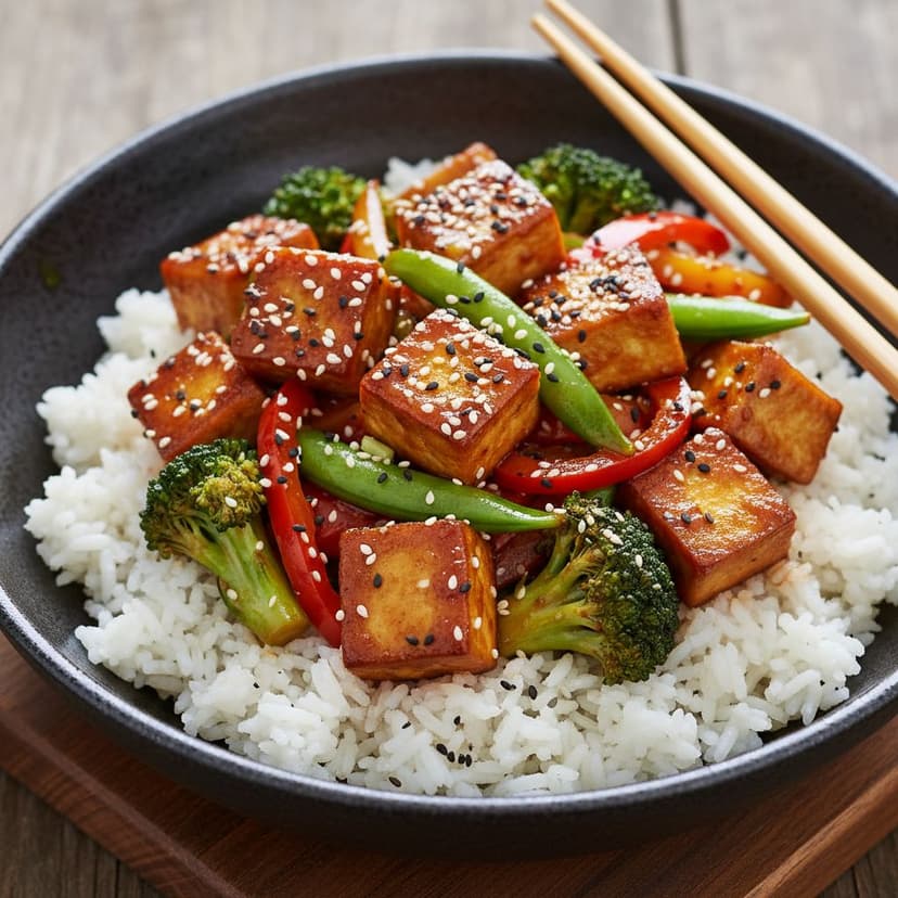 AI-generated spicy vegetarian stir-fry recipe from FoodiePrep